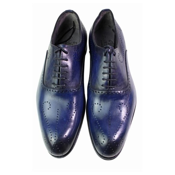 Alberto Oxford Blue Italian Leather Shoes main image 6